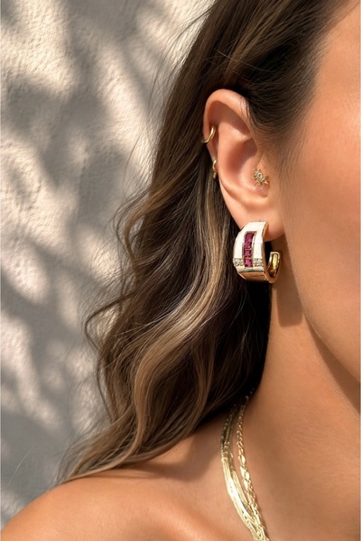 Okko Store White Enamel 2-Piece Earrings