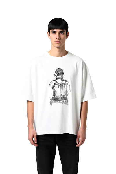 PayBuy Men's Oversize T-Shirt Victorian Mechanical Corset Illustration Printe...
