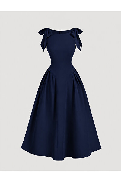 Dressco Natalia - Krep Kumaş Kayık Yaka Maxi Elbise