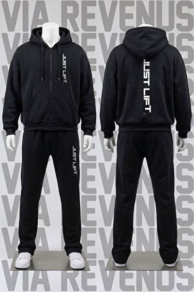 Vordevia Just Lift Printed Zippered Hooded Sweatshirt Set - Relaxed Fit 3-Thr...