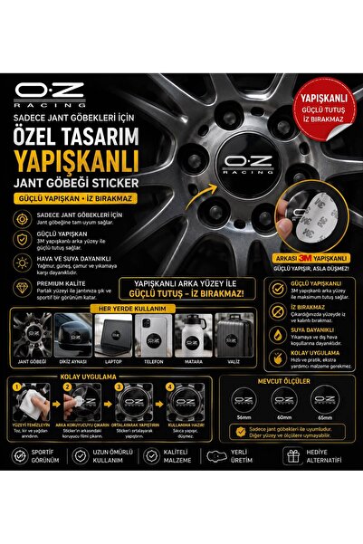 Genel Markalar JANT GÖBEĞİ/GÖBEK KAPAĞI/OZ RACİNG STİCKER 4 ADET