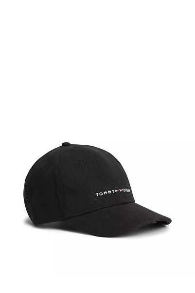Tommy Hilfiger Erkek Logo İmzalı Nefes Alabilir Pamuklu Siyah Şapka