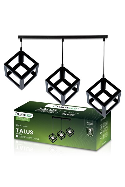 Lumiled Lampă suspendată LED TALUS, pătrată, geometrică, de tavan, 3x E27, Negru