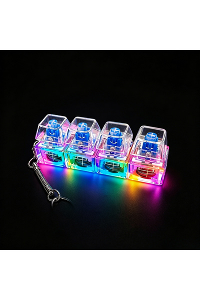 Choice7 4Keys White-1PC LED Keyboard Keychain Clickable Button Fidget Stress ...