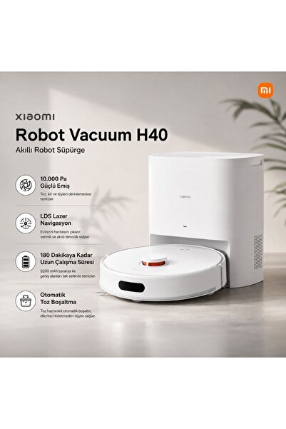 Xiaomi Robot Vacuum H40 Akıllı Robot Süpürge + Mop 10000PA (Xiaomi Türkiye Ga...