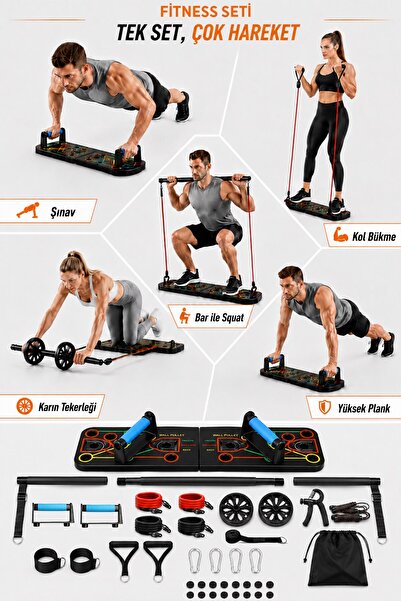 RELAXUS Katlanabilir Şınav Tahtası Direnç Bandı Ab Roller El Yayı Atlama İpi ...