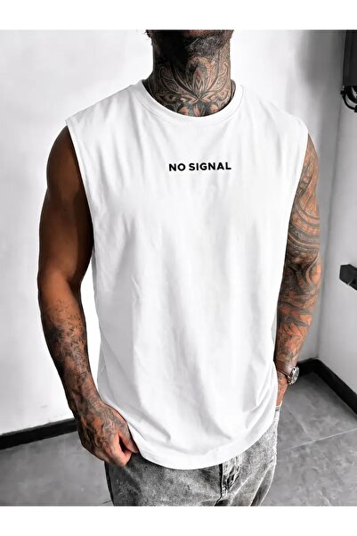 FUFLUNS تي شيرت رياضي بدون أكمام للرجال بقصة عادية وياقة دائرية بدون طباعة