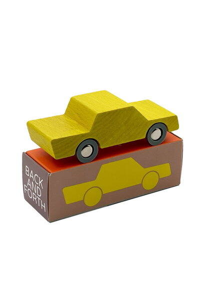 waytoplay Mașinuță de jucărie din lemn, lucrată manual, Waytoplay, galbenă