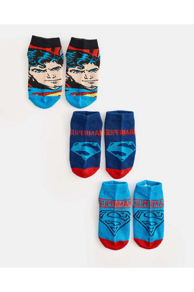 REDTAG Boys Assorted Superman Ankle Length Socks 3 Pack