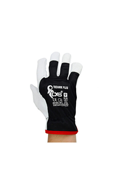 Canis Mănuși de protecție Technik Plus, piele de oaie, alb-negru, set 12 perechi