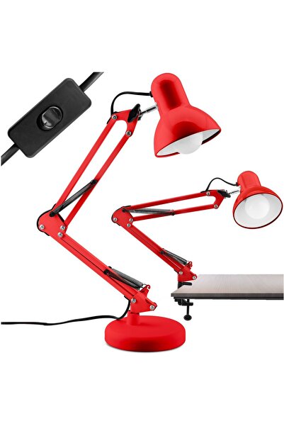 Lumiled Lampă de birou TOBI E27 roșie pentru desen tehnic + Suport de masă