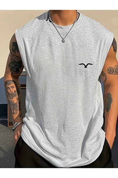 FUFLUNS Bird Printed Men's Regular Fit Crew Neck Sports Sleeveless T-Shirt