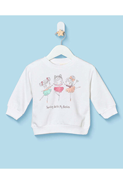 REDTAG Infant Girls White Printed Sweatshirt