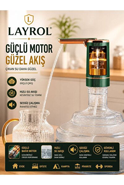 Layrol Şarjlı Otomatik Damacana Su Pompası BPA İçermez Taşınabilir Bataryalı