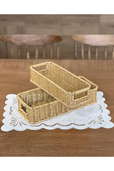 Mary's Concept Rattan Dikdörtgen Organizer Sepet - 2'li Set
