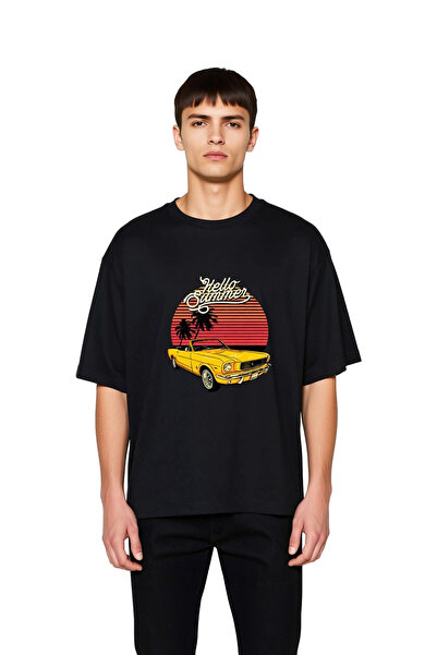 PayBuy Muška majica prevelikog kroja 100% pamuk Retro print automobila Letnja...