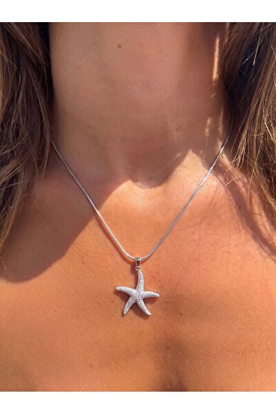Eylülün Takısı Women's Silver Color Stone Sea Star Steel Necklace