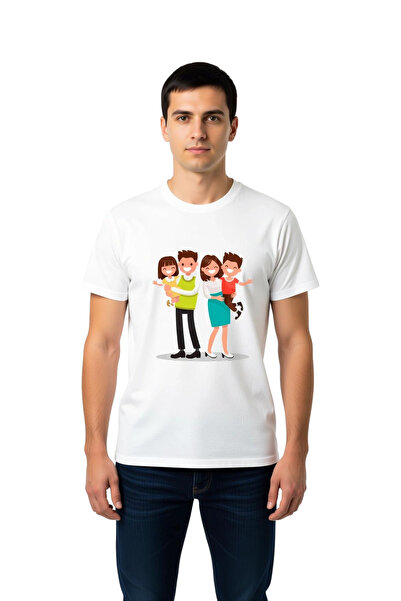 PayBuy تي شيرت رجالي مطبوع عليه خطوط ملونة من Family Love