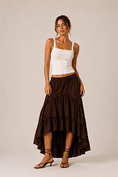 ALEXANDERGARDI Asymmetrical Cut Boho Maxi Skirt