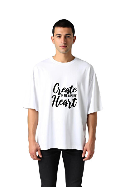 PayBuy تي شيرت رجالي كبير الحجم مطبوع عليه عبارة Clean Heart Create Inspirati...