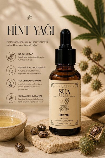 Sua Horeca Castor Oil Cold Pressed 100% Pure Natural Without Additives 30 ml