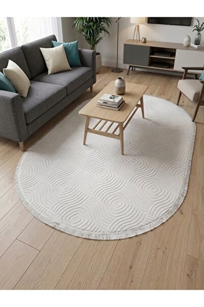 Merinos Elagans Joy Rölyef Bohem Kaymaz Taban Oval Püsküllü Halı Yolluk Salon...