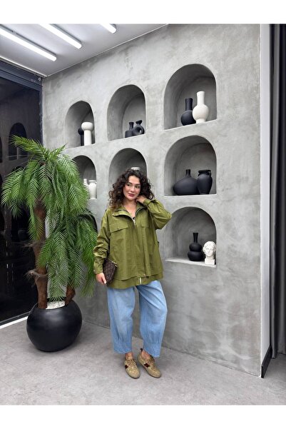 Leyal moda معطف نسائي موسمي كبير الحجم بتفاصيل جيوب