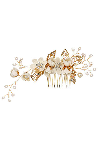 VeeShop Pieptene de par din fir delicat impletit cu flori textile, cristale, ...