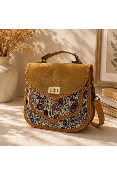 BIJUTERI Cnt-6017 Mustard Paisley Patterned Tapestry Shoulder Bag |   Eos Col...
