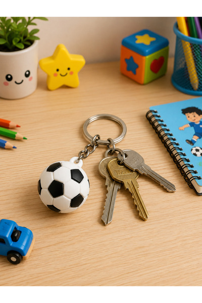 HER ŞEY NOTA www.herseynota.com 3D Kauçuk Futbol Topu Anahtarlık Spor Tutkunl...