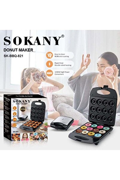 SOKANY SK-BBQ-821 Donut Maker – 1400W Electric Mini Donut Machine with Non-St...