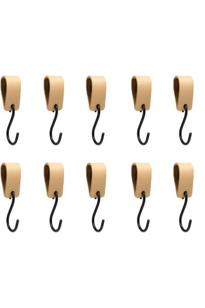 STARSTAR 10 S-shaped hooks, leather, multi-functional, beige