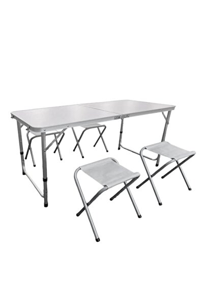 Kiwari ®   Set mobilier de camping, Masă 120 x 60 x 54-70 cm, 4 scaune 35 x 3...