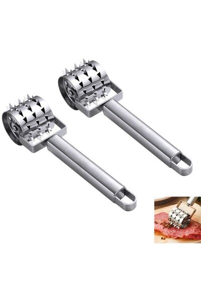 STARSTAR Two-piece meat mallet set with rollers, stainless steel, suitable fo...