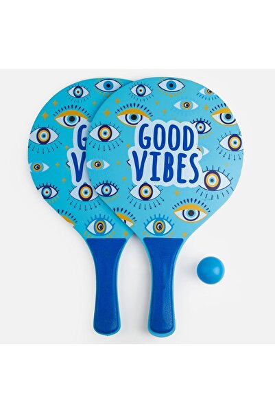 OEM Rachete de tenis de plajă albastre - Model Good Vibes cu ochi + 1 minge d...