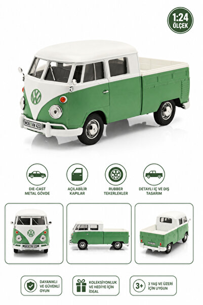 craftivio 1:24 Volkswagen Type 2 (T1) Double Cab Pickup Diecast Metal Model Car