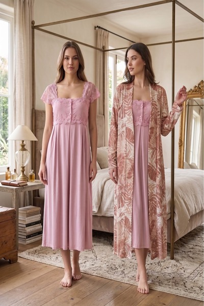 Puerpera Effortt Maternity Patterned Dressing Gown and Nightgown 2315