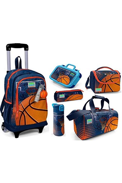 Coral High Basketbol Desenli Çekçek Çantalı Çelik Termoslu ve Beslenme Kaplı ...