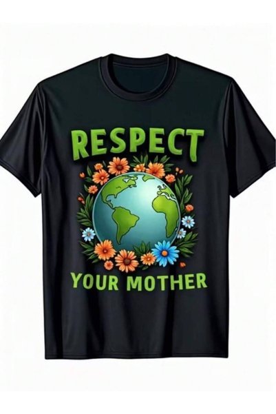 KYMC07 Men's T-Shirt Short Sleeve Graphic Printed Respect Your Mother Earth W...