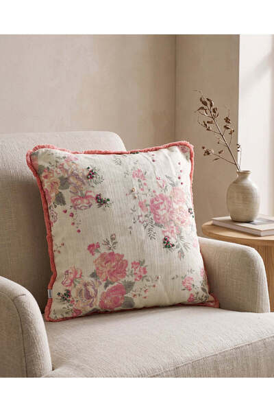 REDTAG Ivory Floral Embroidered Cushion