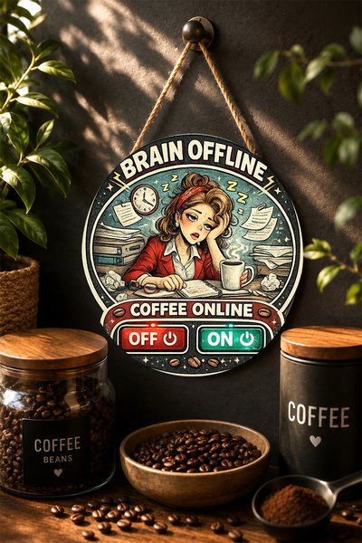Mayeka Brain Offline Coffee Online Working Woman Masă rotundă din MDF Cafea