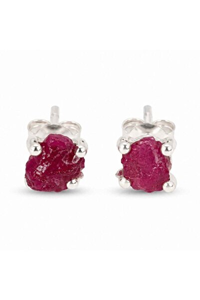 craftmystic Cercei Argint 925 cu Rubin Brut - Energie, Curaj si Feminitate
