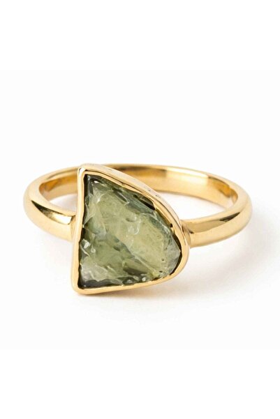 craftmystic Δαχτυλίδι από ασήμι 925 επιχρυσωμένο 18K με ακατέργαστο moldavit ...
