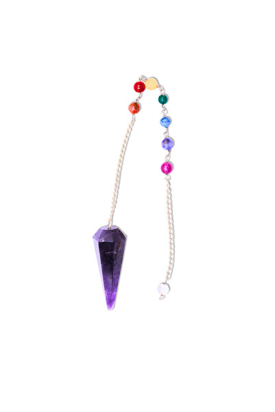 craftmystic Pendul Radiestezie Ametist cu 7 Margele Chakre pentru Vindecare