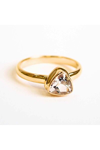 craftmystic Inel argint 925 placat cu aur 18K cu Topaz Alb fatetat triunghi -...