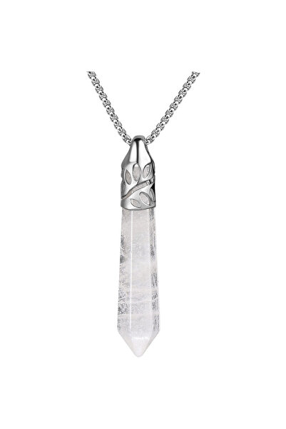 craftmystic Colier cu pandantiv hexagonal din cristal Cuart transparent