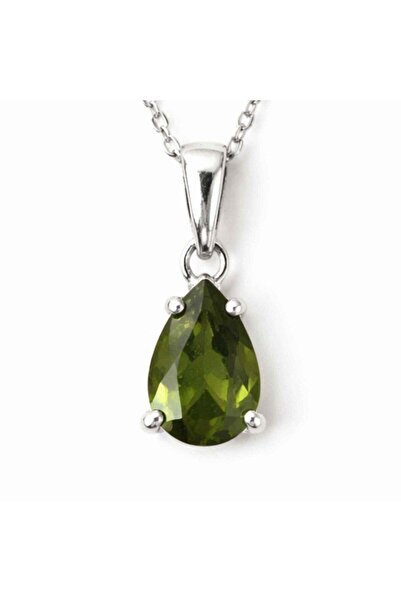 craftmystic Сребърен колие 925 с фасетиран молдавит сълза – трансформация и в...