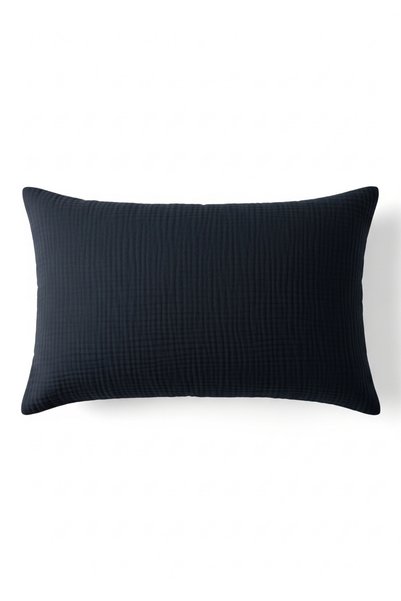 JOJOMIA Petra Muslin Pillowcase Set of 2 50X70 cm Black Natural Cotton Breathable