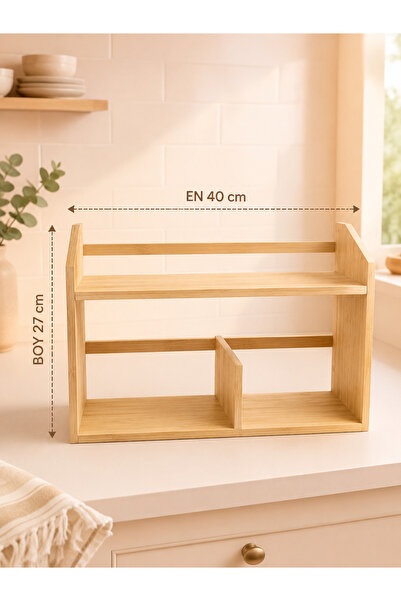 Fhilli Brio – 2 Katlı Bambu Standlı Cam Baharatlık ve Yağdanlık Seti