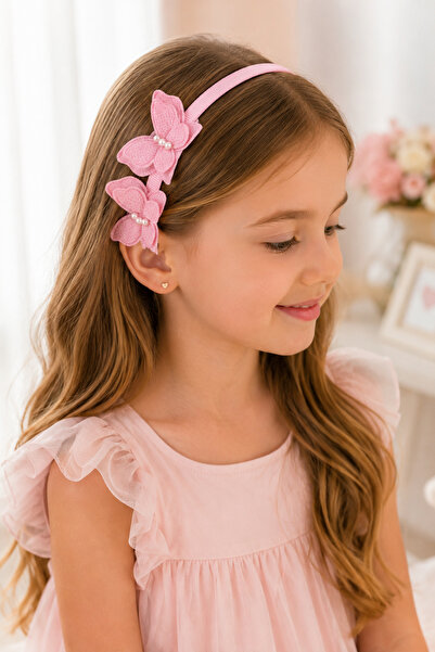 Generic Brand Coroniță Roz pentru Fete cu Fluturi și Perle – Accesoriu Elegan...